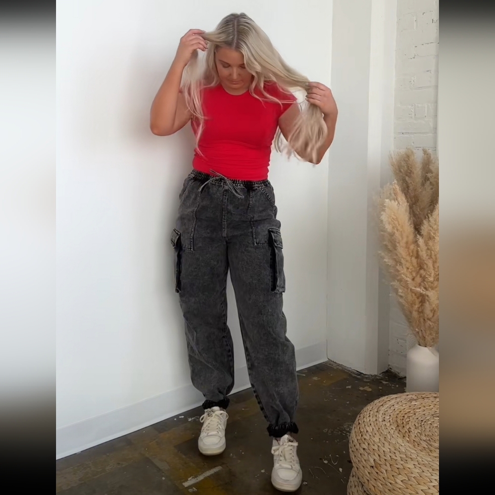 Denim Cargo Joggers
